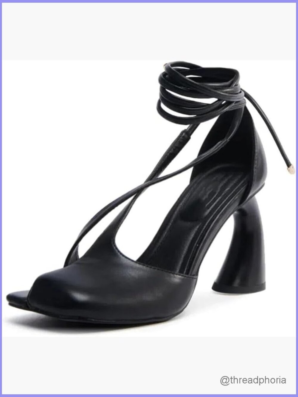 Half-Open Square Toe Chunky High Heels Lace Up Strappy Sandals Platform
